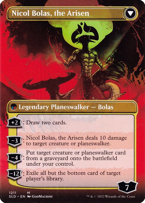 Nicol Bolas, the Ravager // Nicol Bolas, the Arisen — art by GodMachine