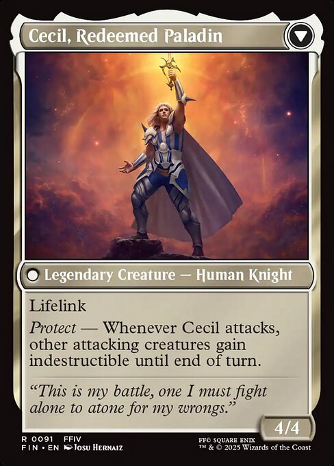 Cecil, Dark Knight // Cecil, Redeemed Paladin — art by Josu Hernaiz