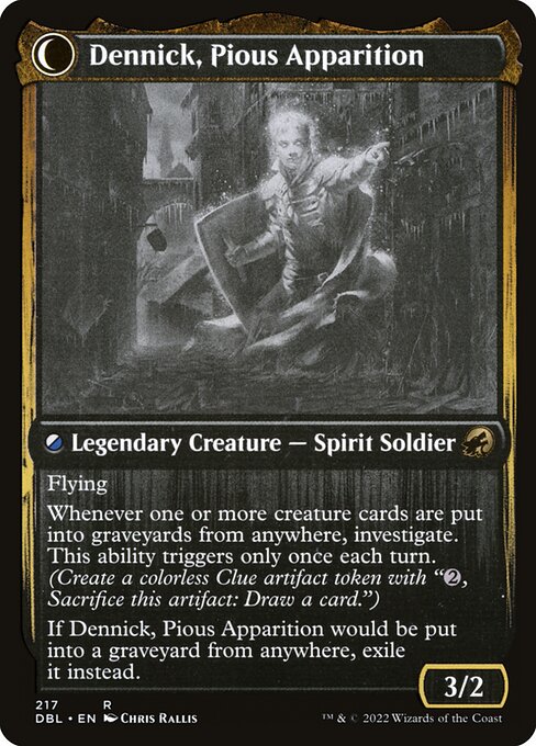 Dennick, Pious Apprentice // Dennick, Pious Apparition — art by Chris Rallis